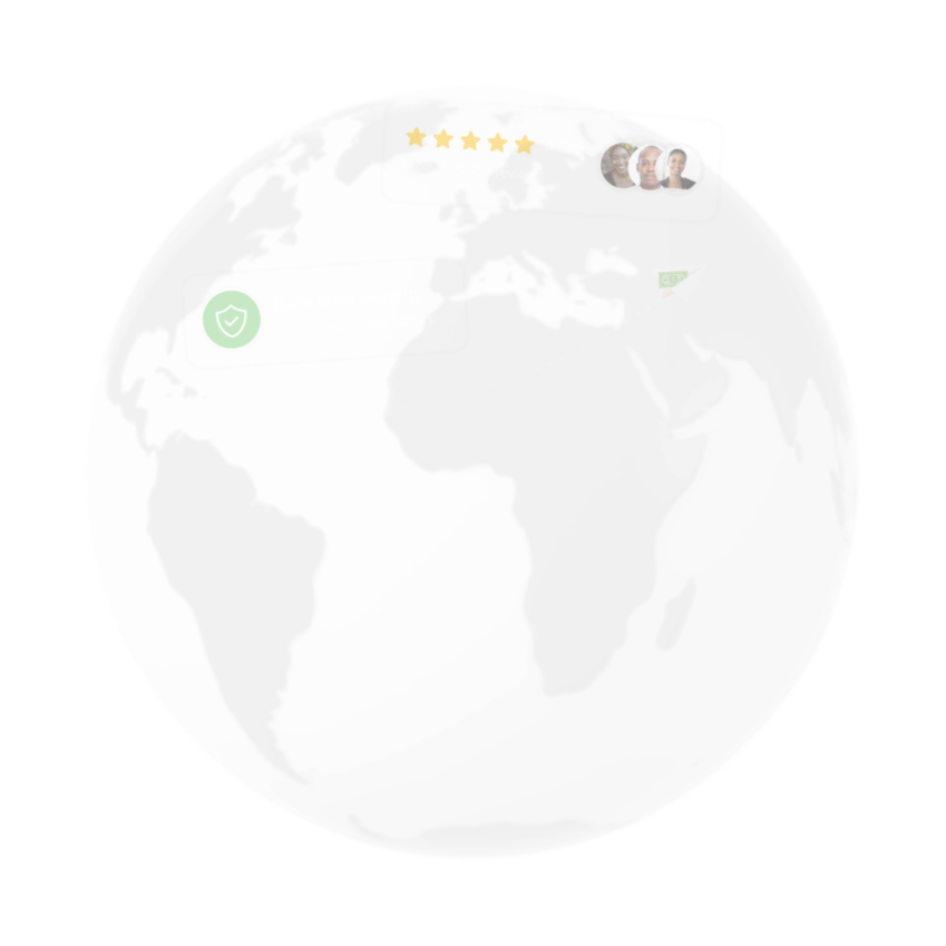 Globe showing SendNex connecting families across borders